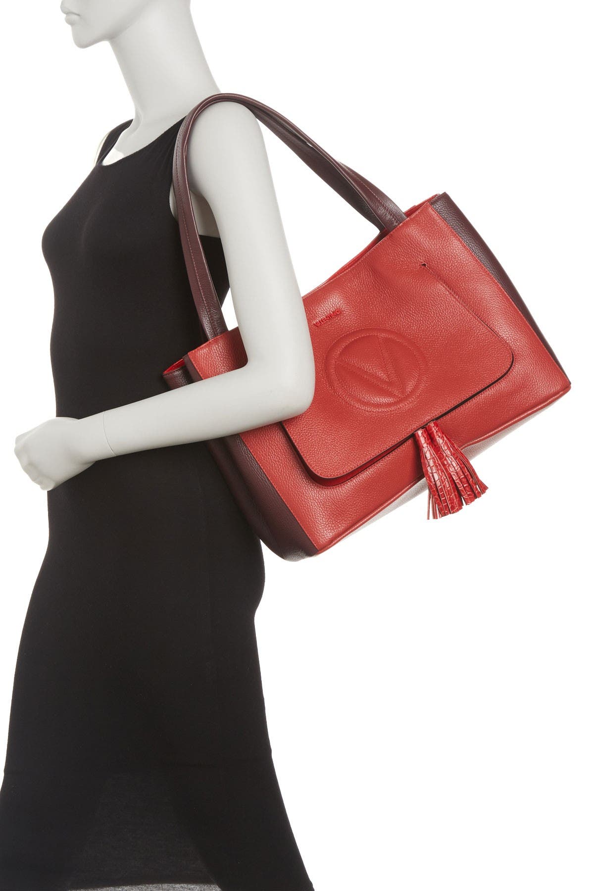 valentino ollie leather tassel tote