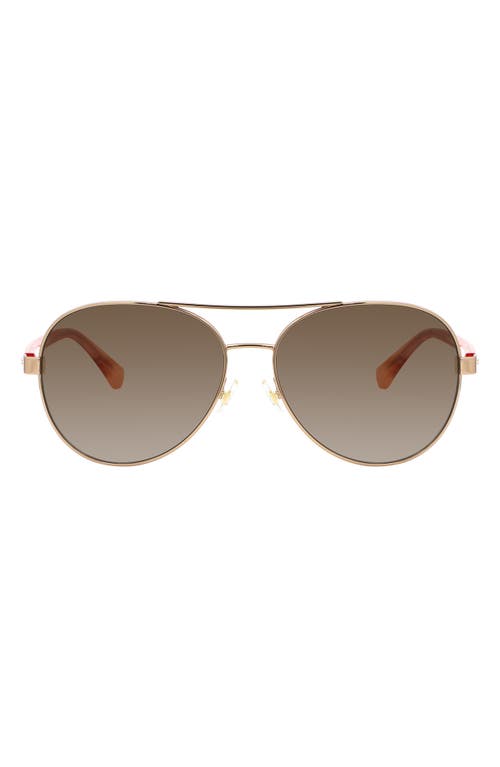 Kate Spade New York Averie 58mm Gradient Aviator Sunglasses In Rose Gold Soft Pink/ Brown Sf