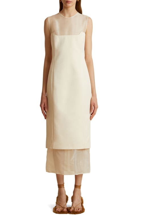 Khaite Dissa Mixed Media Sleeveless Cotton Blend Dress in Bone | Smart  Closet