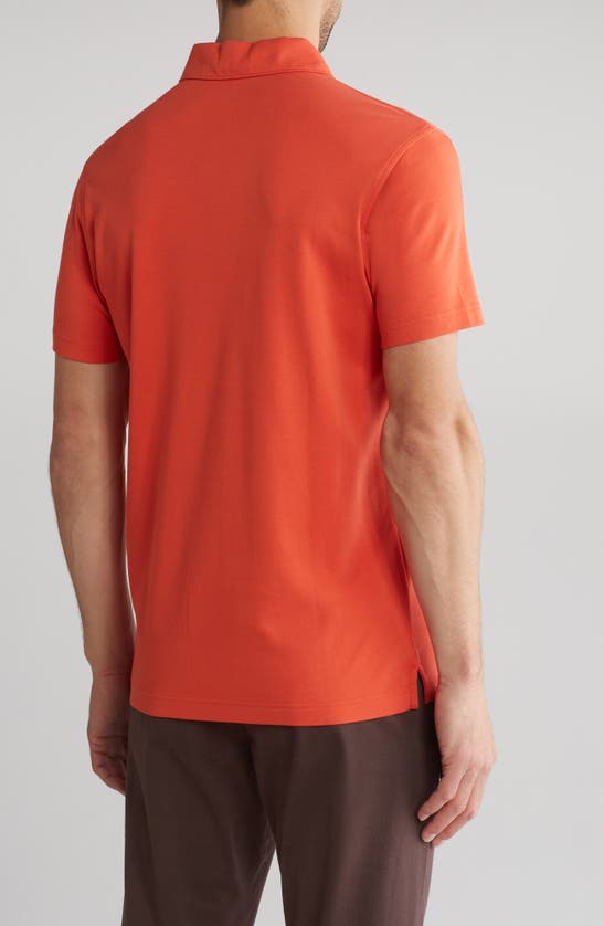 Shop 14th & Union Solid Interlock Polo In Red Sunset