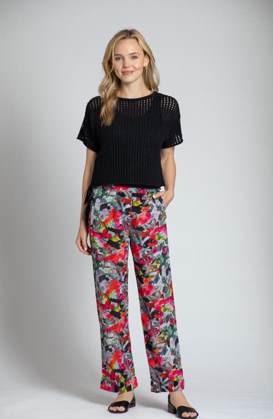 Apny Print Straight Leg Pants In Red Multi