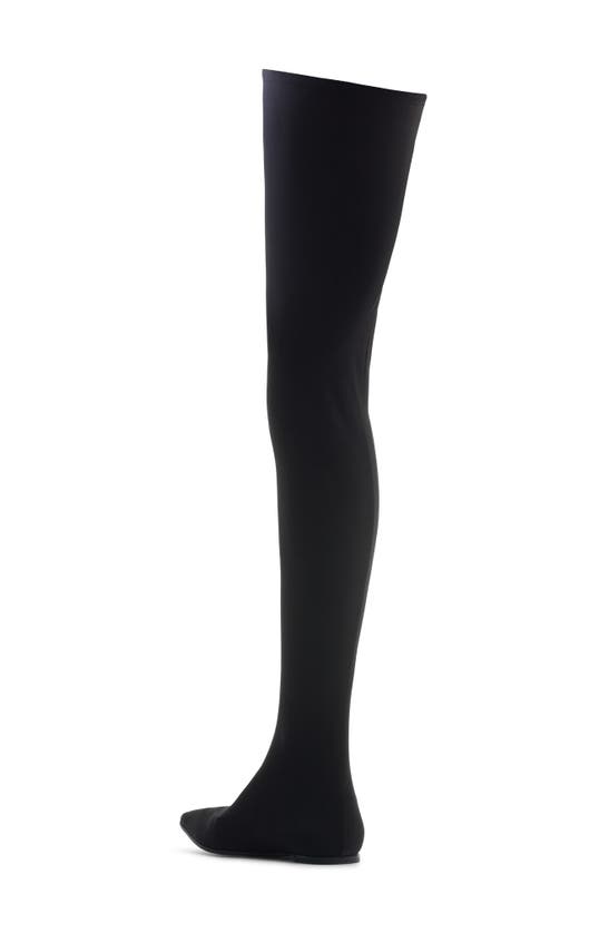 Shop Dolce & Gabbana Lollo Pointed Toe Thigh High Boot In Black