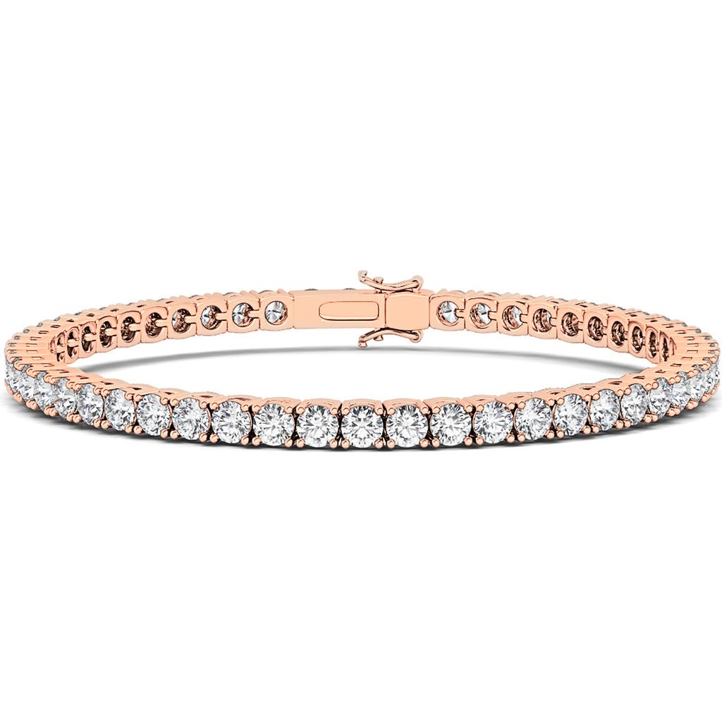 Hautecarat Round Cut Lab Grown Diamond Tennis Bracelet In Rose Gold