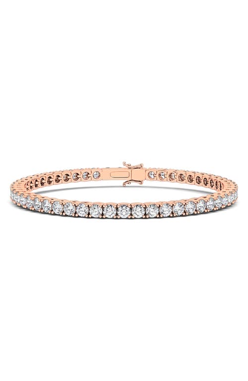 Shop Hautecarat Round Cut Lab Grown Diamond Tennis Bracelet In 14k Rose Gold