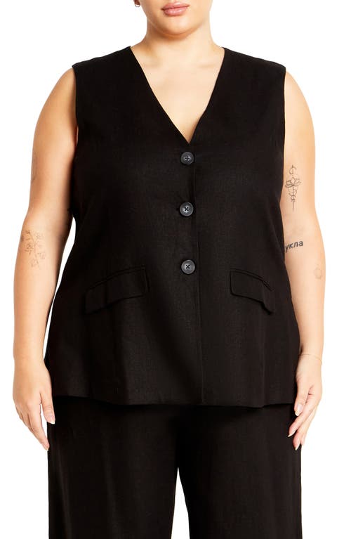 Shop City Chic Nala Linen Blend Vest In Black