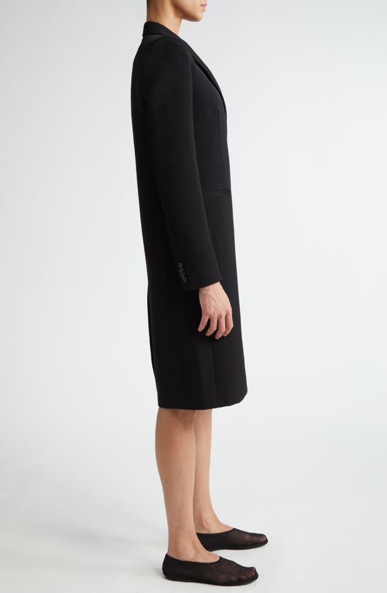 Shop Khaite Kento Asymmetric Placket Wool Blend Coat In Black
