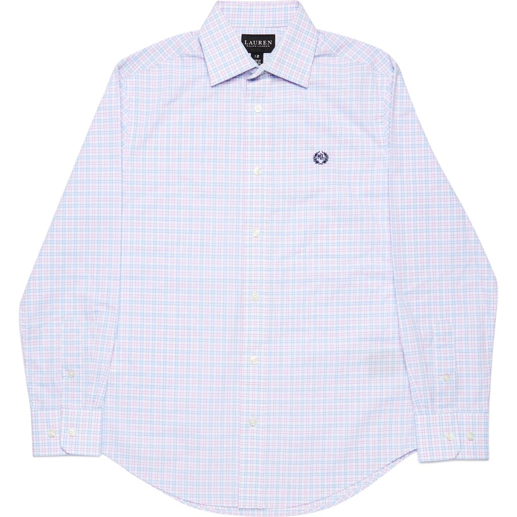 Shop Ralph Lauren Kids' Check Dress Shirt In Blue/pink