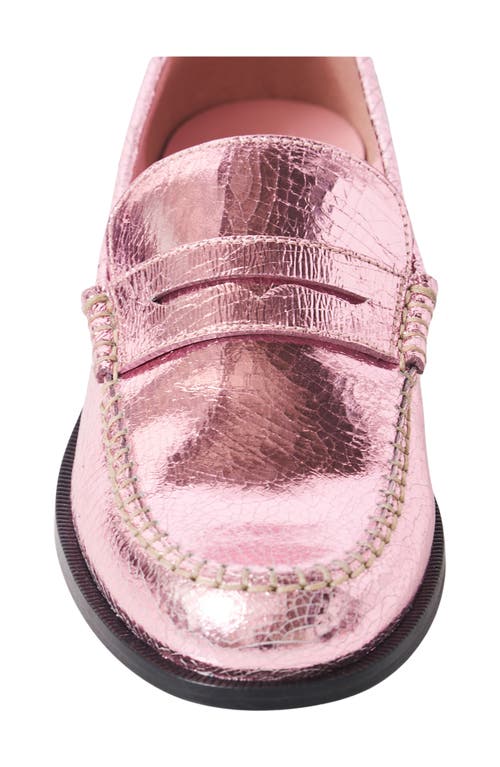 Shop Free People Contrast Stitch Penny Loafer In Pink