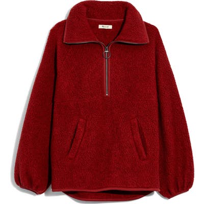 Madewell Recycled Polartec Fleece Pullover Jacket, Red