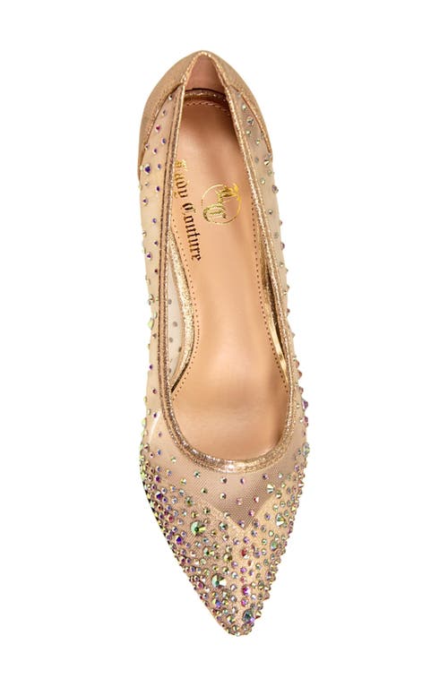 Lady Couture Rhinestone Kitten Heel Pump In Champagne