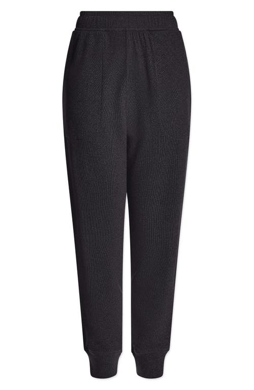 Shop Varley Brushed Rib Knit Slim Joggers In Black Marl