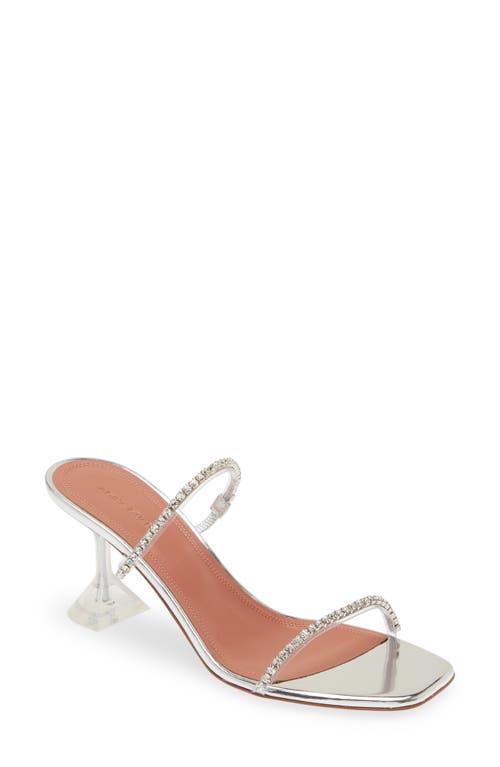 Amina Muaddi Gilda Crystal Strap Slide Sandal Silver/Crystals at Nordstrom,