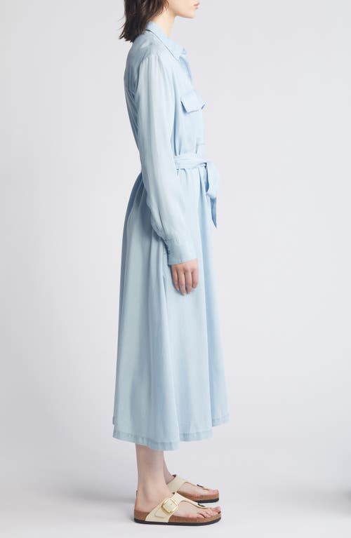 Shop Caslonr Caslon(r) Long Sleeve Belted Chambray Midi Shirtdress In Light Wash