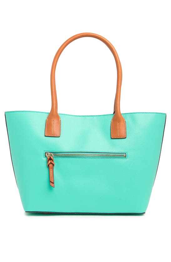 Shop Dooney & Bourke Small Russel Two-tone Tote Bag In Mint