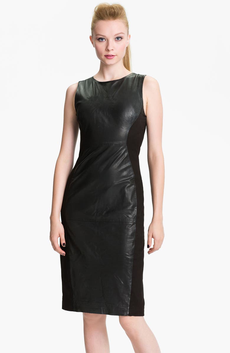 French Connection Leather Panel Sheath Dress | Nordstrom