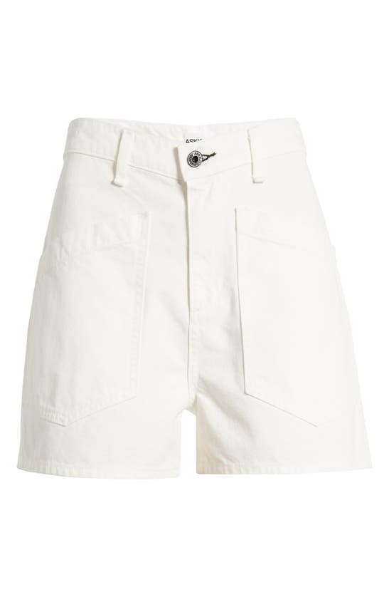Shop Askk Ny Virginia High Waist Denim Shorts In Ivory