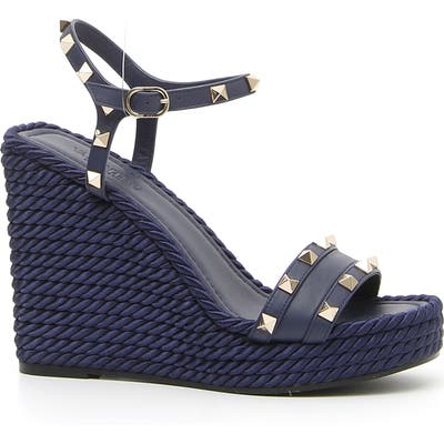 Valentino Garavani Torchon Espadrille Wedge, Blue
