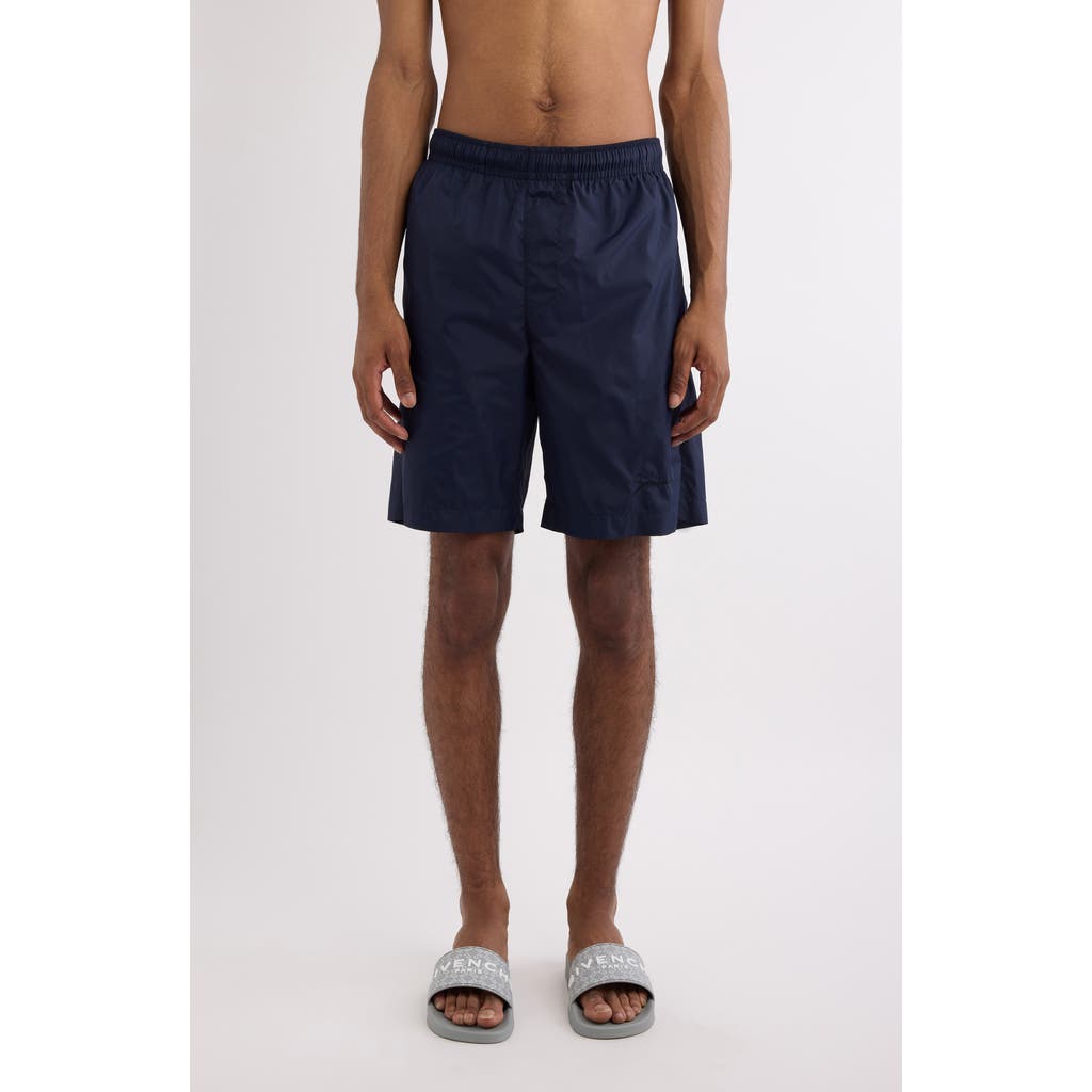 Givenchy Navy Logo Embroidery Swim Shorts In Dark Blue