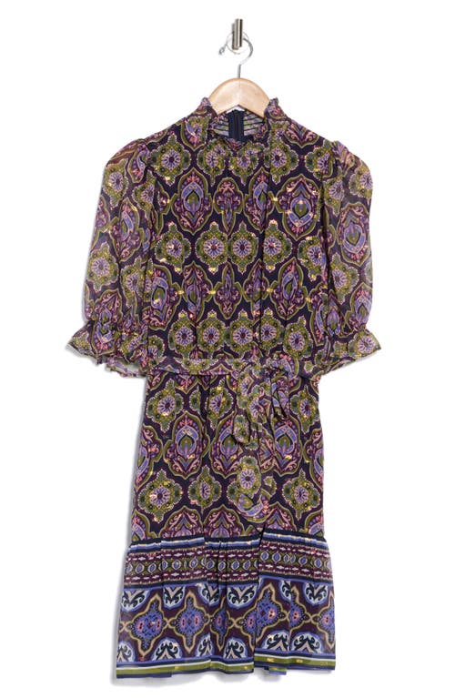 ELIZA J ELIZA J MOCK NECK SMOCKED DRESS