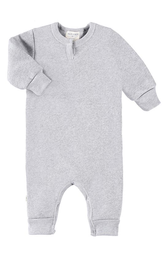 Paigelauren Henley Sweatshirt Fleece Romper In Gray
