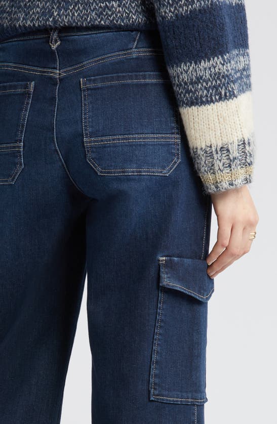 Shop Wit & Wisdom 'ab'solution Cargo High Waist Wide Leg Jeans In Indigo