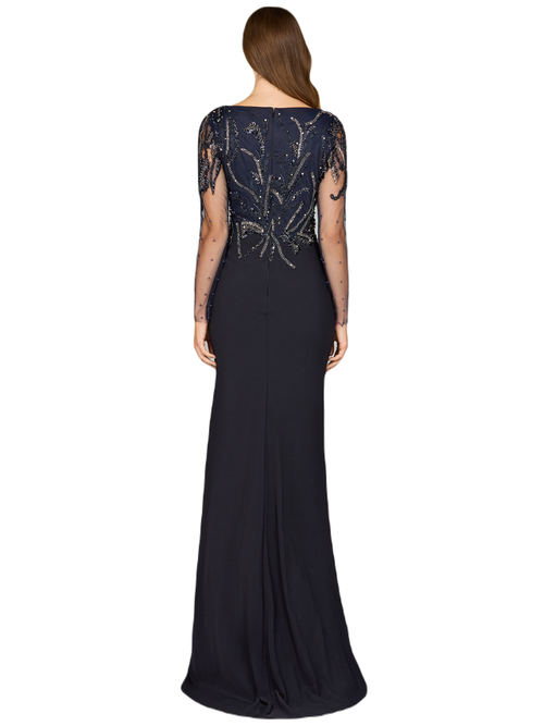 Lara New York Long Sleeve Knit Gown In Navy