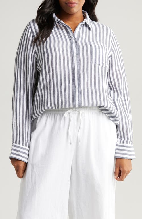 caslon(r) Stripe Gauze Shirt in Navy Blazer Katie Stripe