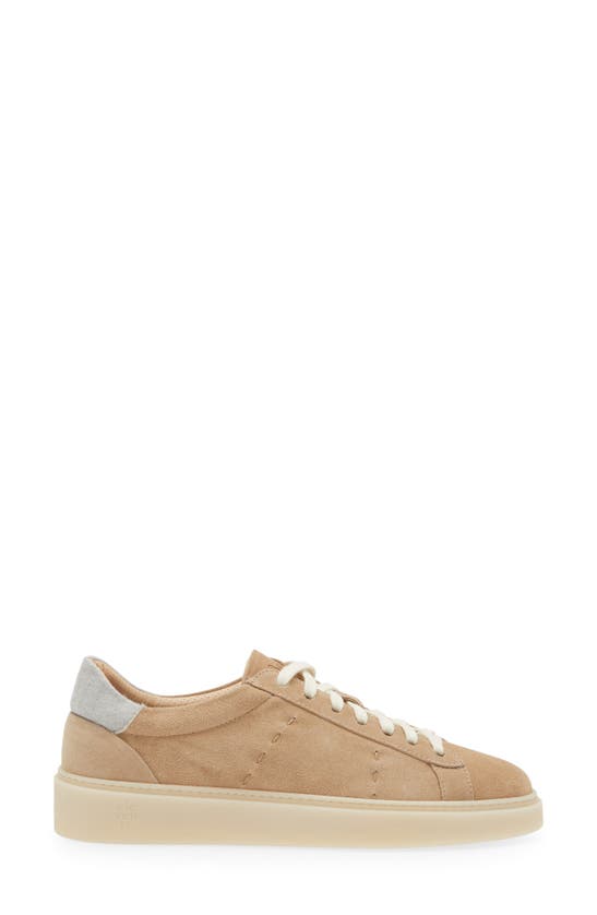 Eleventy Suede Low Top Sneaker In Sand