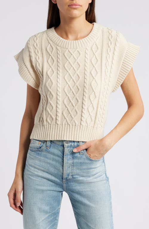 Shop Cleobella Gigi Short Sleeve Organic Cotton Sweater In Cream