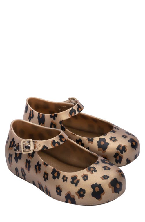 Melissa Mini Dora Ii Water Resistant Ballerina Shoe In Gold/black/brown