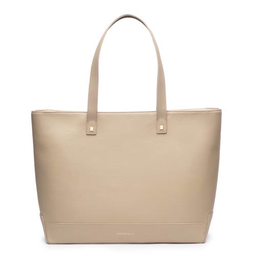 Modern Picnic The Grained Vegan Leather Tote In Cream