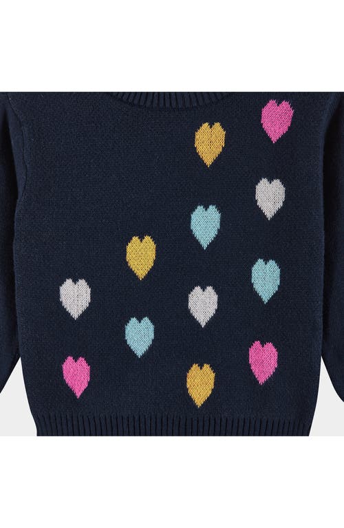 Shop Andy & Evan Heart Intarsia Sweater & Leggings Set In Navy/pink