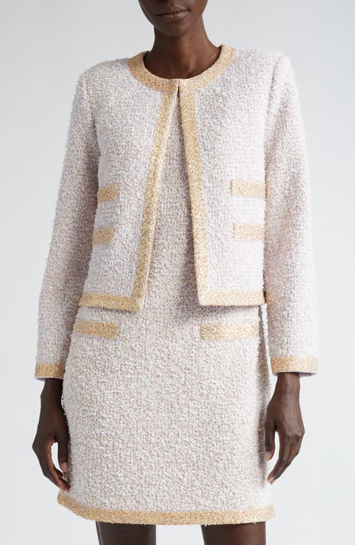 Sequin Eyelash Tweed Crop Jacket in Amethyst Multi