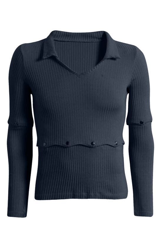 Head Of State Ade Convertible Rib Polo Shirt In Navy