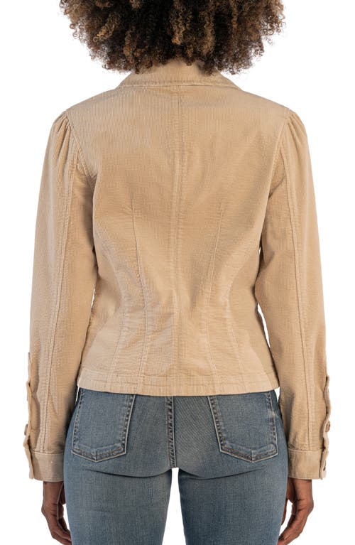 Shop Kut From The Kloth Kyra Pleated Stretch Cotton Corduroy Jacket In Cream