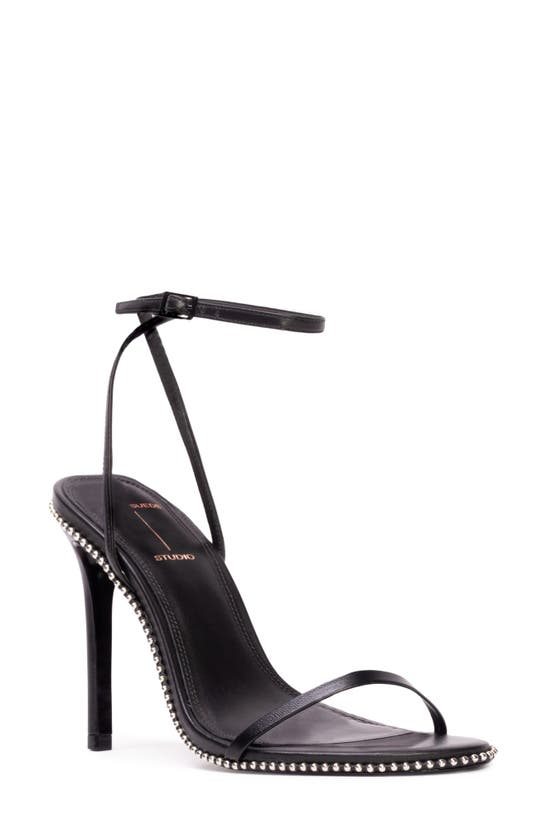 Shop Black Suede Studio Lele Ankle Strap Sandal In Black Buffed Nappa Studs