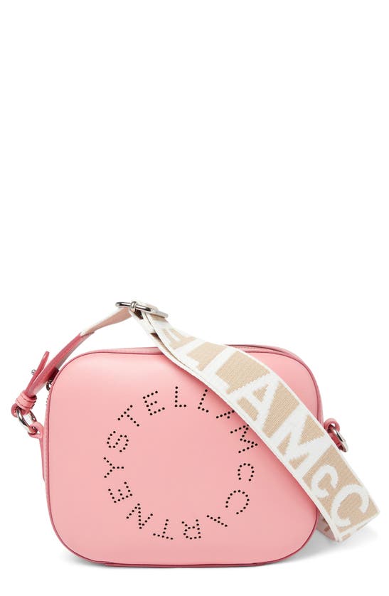 Stella Mccartney Small Perforated Logo Faux Leather Camera Bag In 6601 Bellini Rose