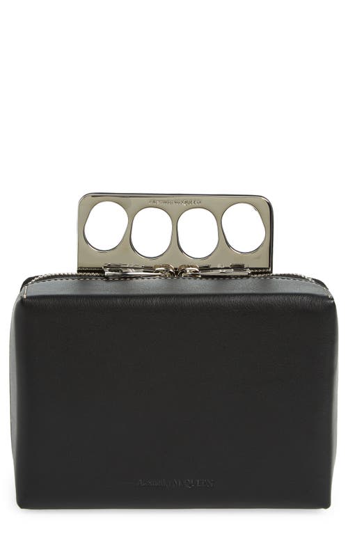 Alexander McQueen Mini Four Ring Calfskin Box Bag in Black at Nordstrom