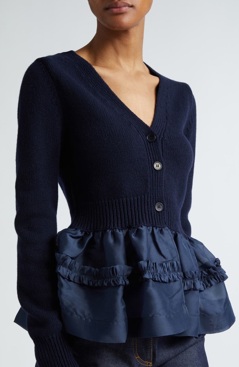 Cecilie Bahnsen Vision Mixed Media Peplum Cardigan Nordstrom