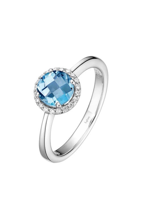 Lafonn Birthstone Halo Ring in March Aquamarine /Silver at Nordstrom, Size 6