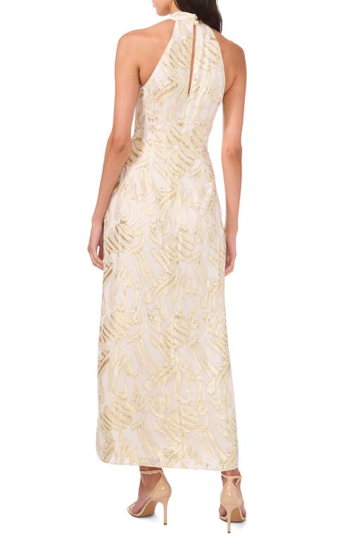 Shop Parker The Phoebe Abstract Metallic Print Maxi Dress In Gold/ivory