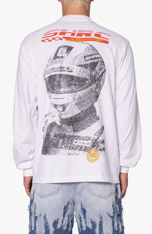 Shop Mnml Driver Long Sleeve Cotton Graphic T-shirt In White