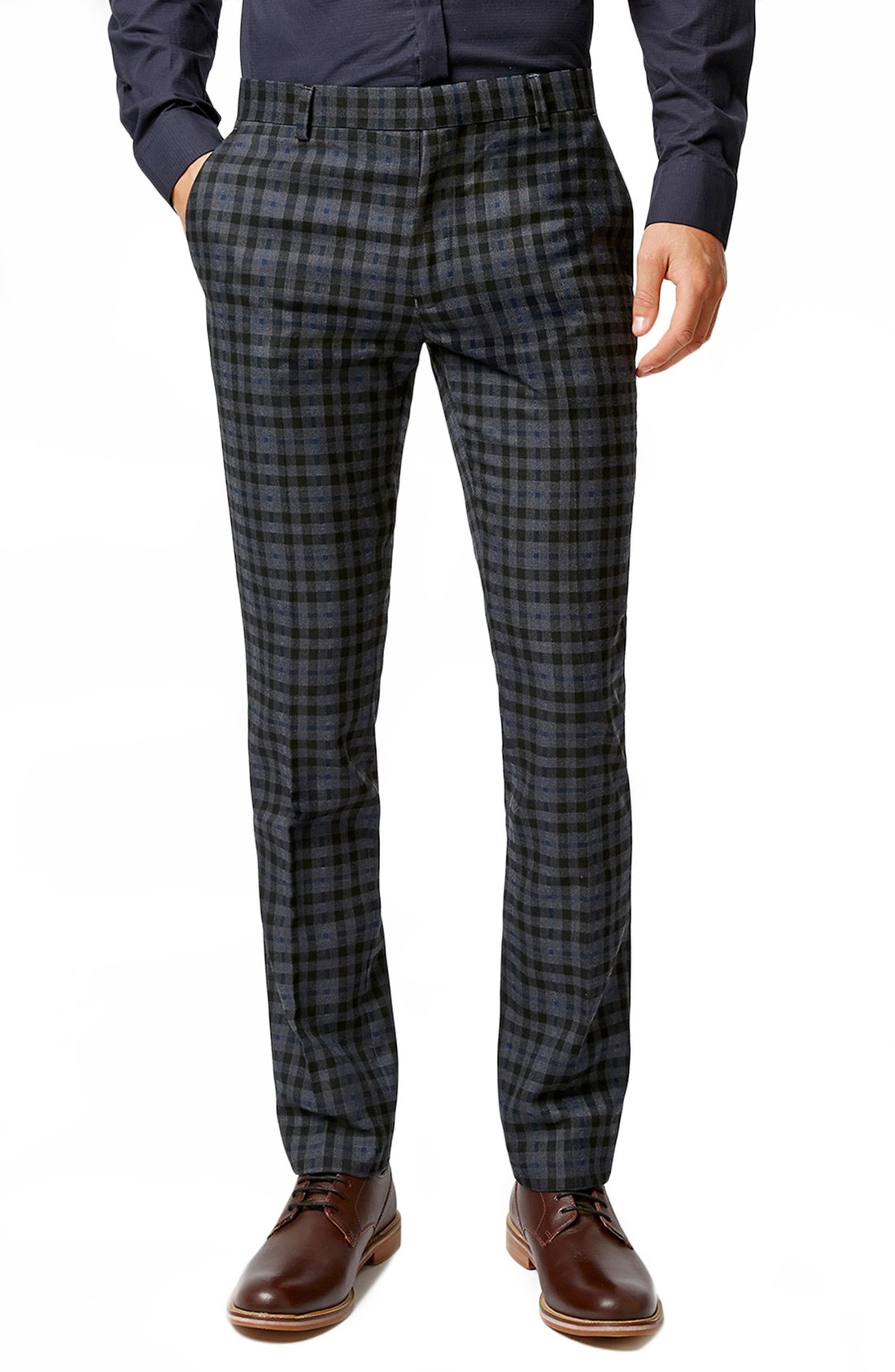 Topman Skinny Fit Gingham Check Suit Trousers | Nordstrom