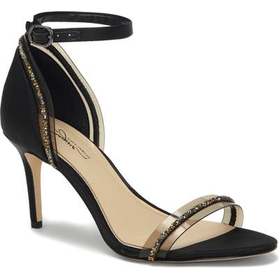Imagine By Vince Camuto Phillipa Crystal Embellished Clear Sandal- Black