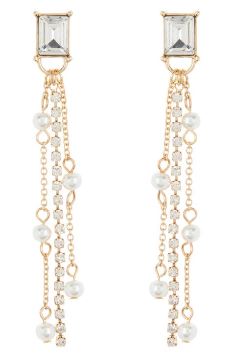 Imitation Pearl Chain Drop Earrings