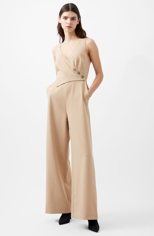 Shop French Connection Azra Button Front Twill Jumpsuit In Incense