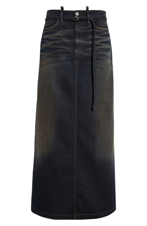 Shop Acne Studios Talia Darkside Belted Denim Maxi Skirt In Dark Blue