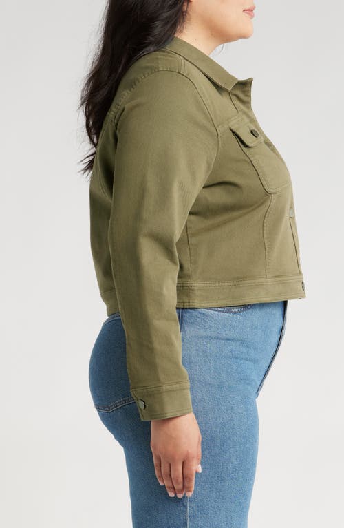 Shop Caslonr Caslon(r) Crop Cotton Blend Twill Jacket In Olive Burnt