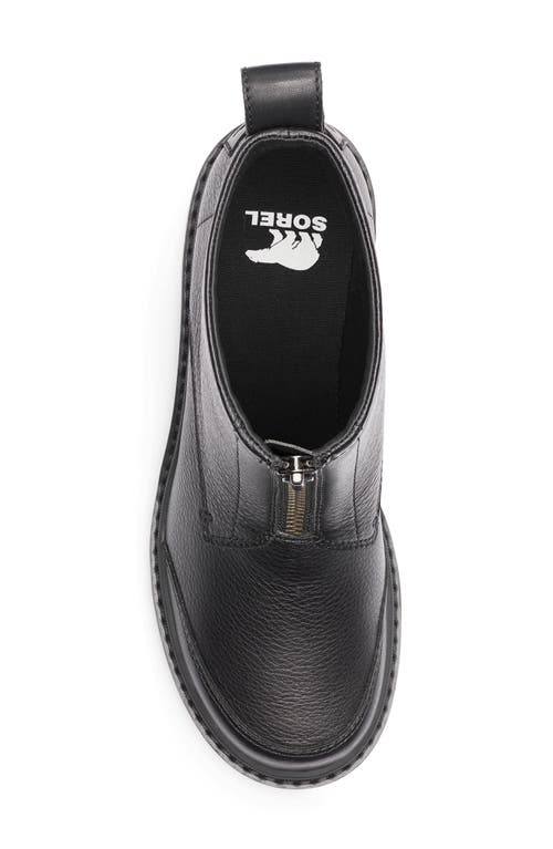 Sorel Joan Now Zip Low-heel Leather Booties In Black/black