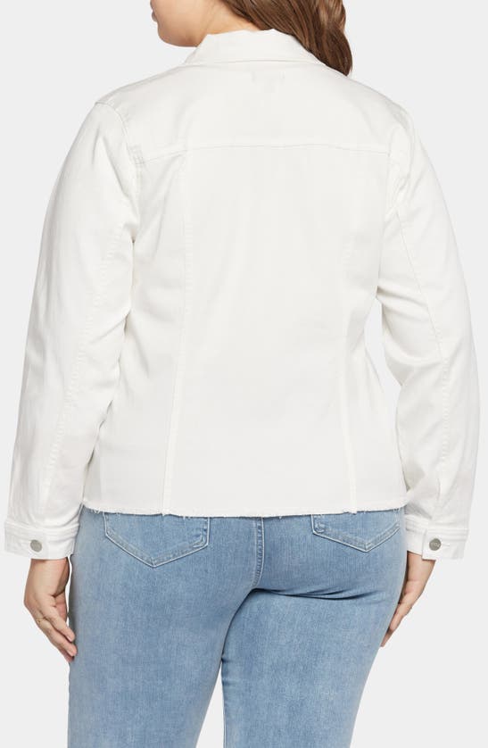 Shop Nydj Fray Hem Denim Trucker Jacket In Optic White